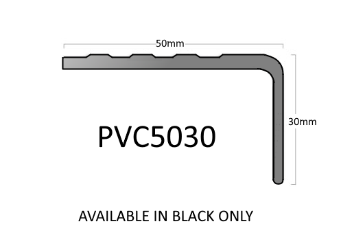 PVC5030 Right Angle Flexible PVC Stairnosing (50 x 30mm) 1 PVC5030 Right Angle Flexible PVC stairnosing