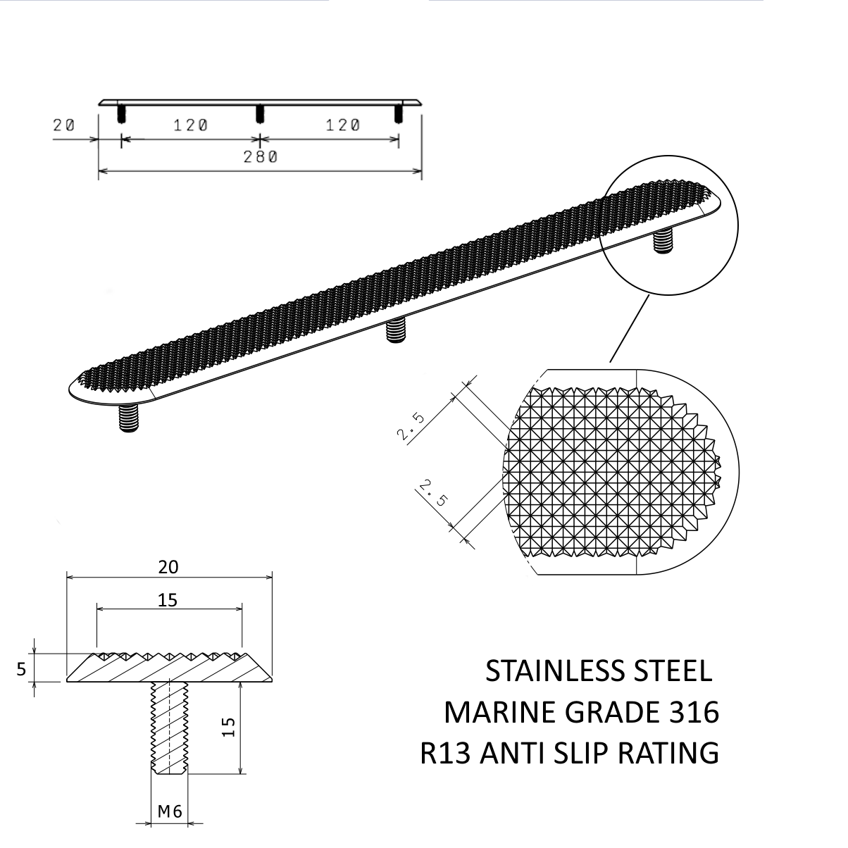 Stainless Steel Corduroy Tactile Paving Strips 2 Stainless steel corduroy tactile paving Ireland. With fixing pin