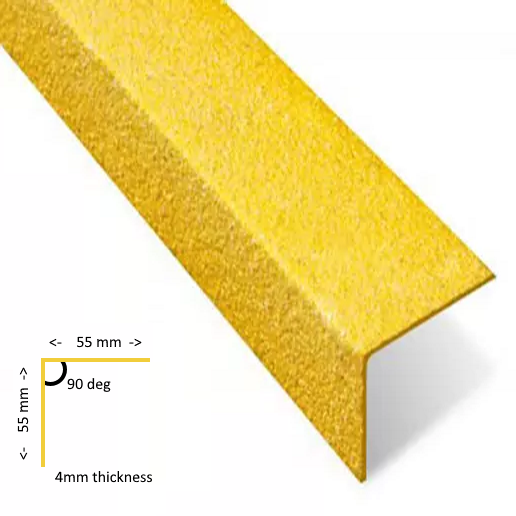 GRP External Grade High Grip Stairnosing - 55mm x 55mm 90 Degree (1 x 3mtr) 1 GRP Stairnosing 90 degree