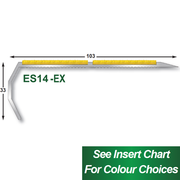ES14EX Ramped Back Double Insert External Grade Stairnosing 1 ES14EX EXTERNAL GRADE HIGH VISIBILITY STAIRNOSING